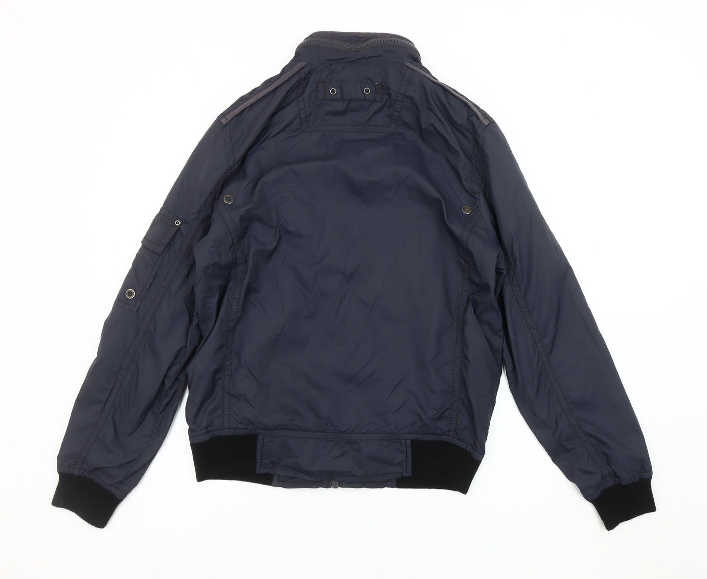 Next Men’s Blue Nylon Bomber Jacket Size M Casual Zip Pockets