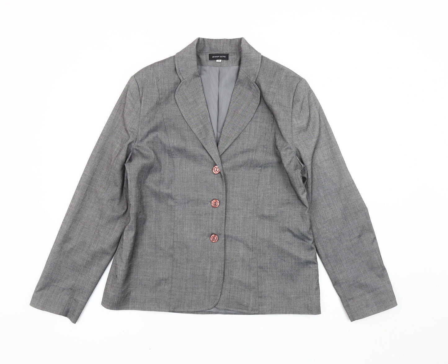 Jenny Loyd Women’s Grey Size 12 Single-Breasted Suit Jacket