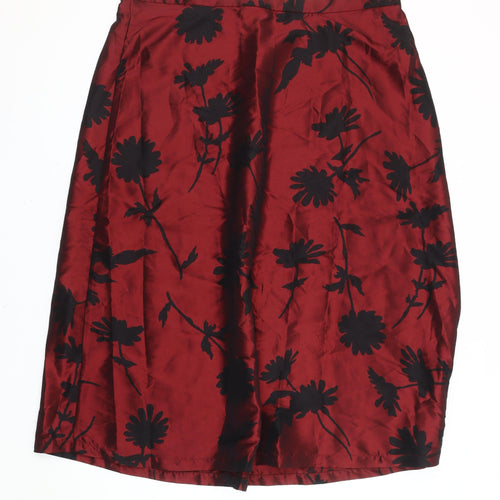 Finery Women’s Red Black Floral Midi Pencil Skirt Size 20