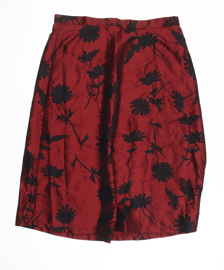 Finery Women’s Red Black Floral Midi Pencil Skirt Size 20