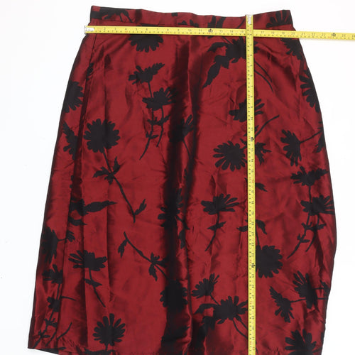 Finery Women’s Red Black Floral Midi Pencil Skirt Size 20