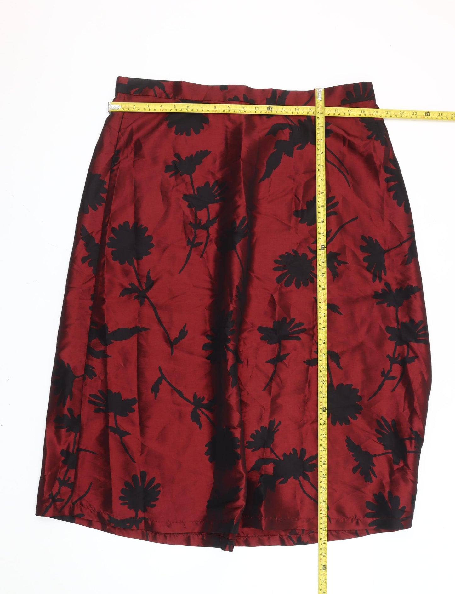 Finery Women’s Red Black Floral Midi Pencil Skirt Size 20