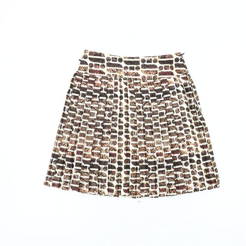 River Island Women Multicoloured Size 6 Pleated Animal Print Skirt
