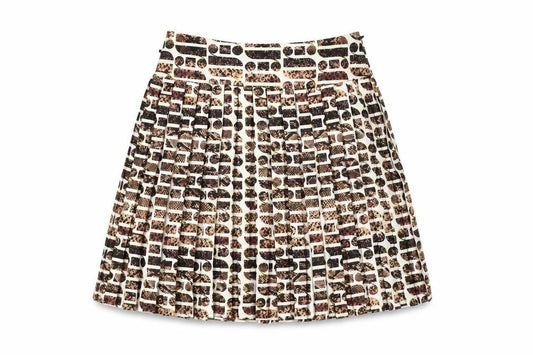 Front view of River Island Women Multicoloured, size 6, Pleated Animal Print Skirt
