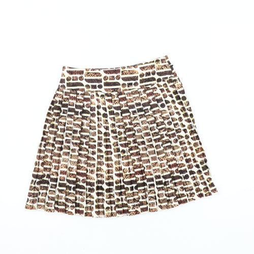 River Island Women Multicoloured Size 6 Pleated Animal Print Skirt