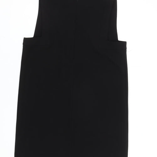 JOY Women Black L Shift Dress High Neck Sleeveless Knee Length