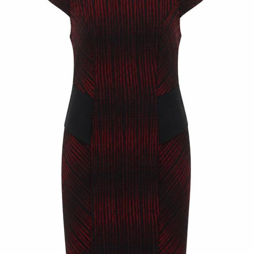 Marks and Spencer Women Red Black Striped Sheath Dress Size 16