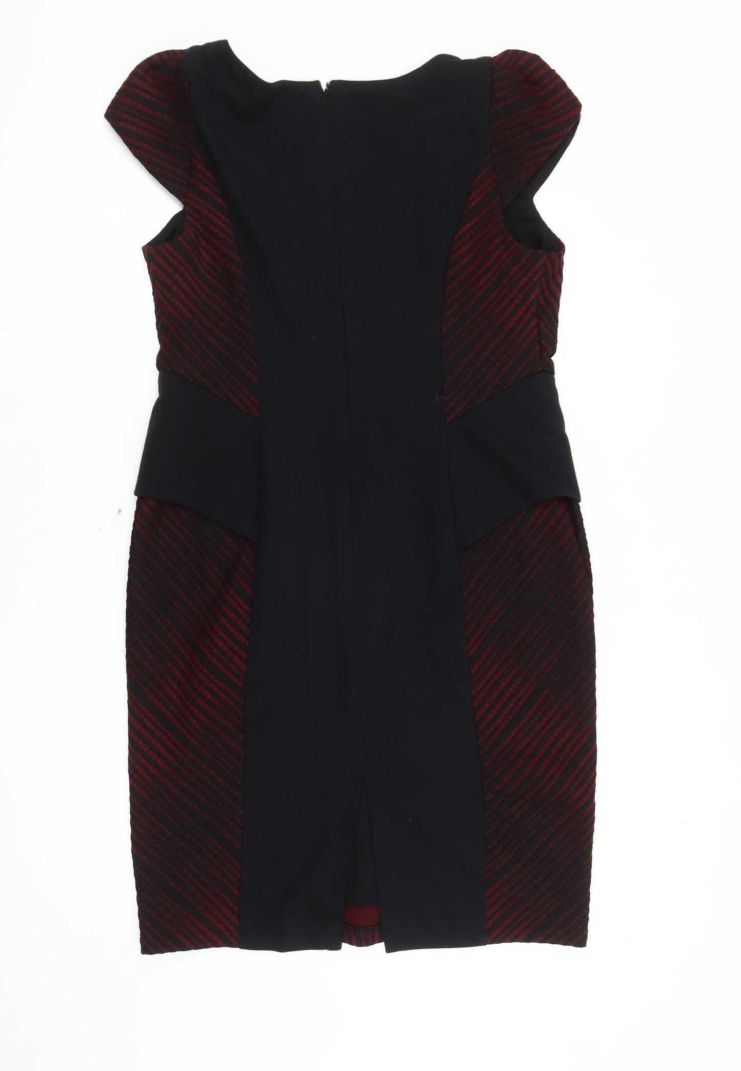 Marks and Spencer Women Red Black Striped Sheath Dress Size 16