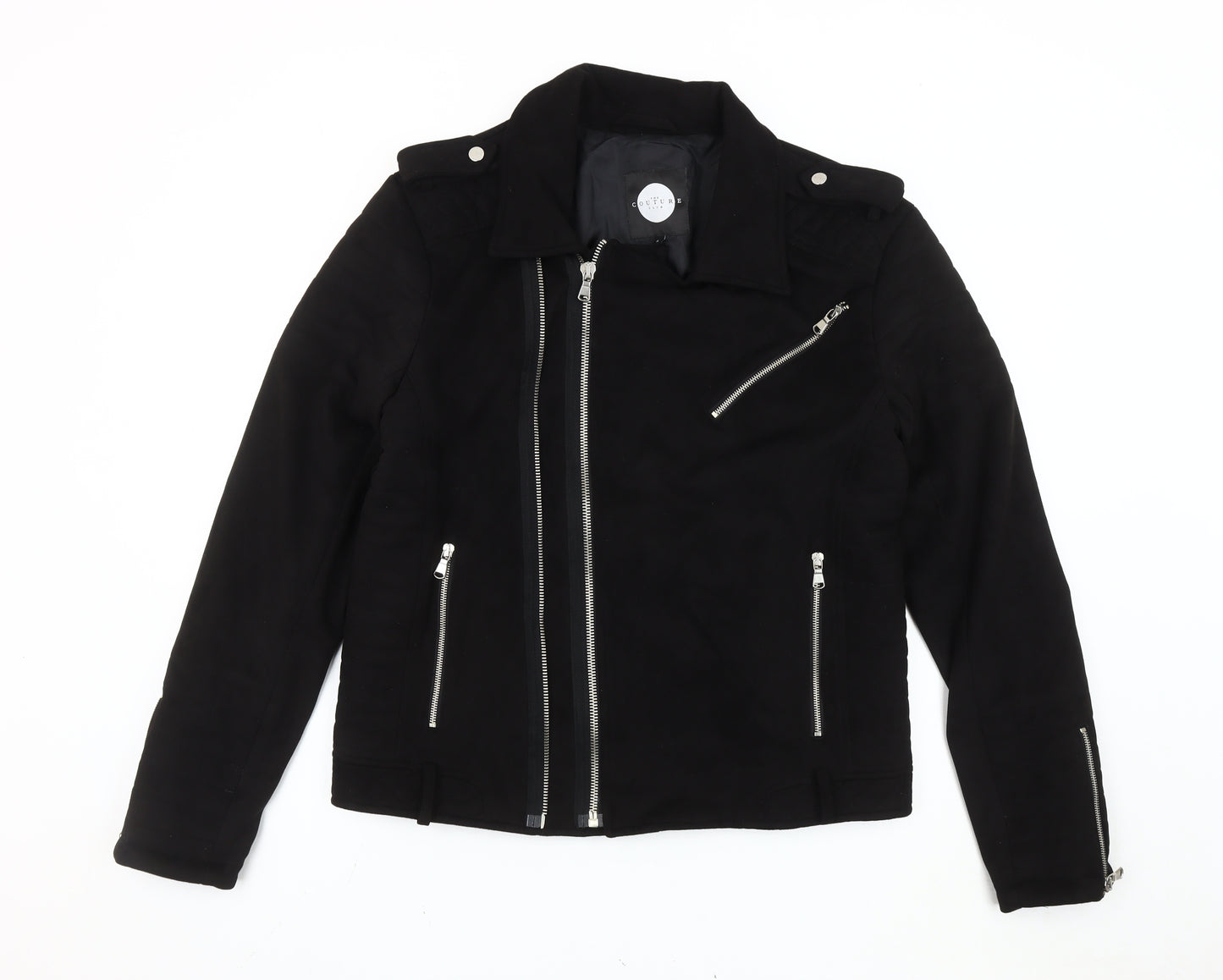 The Couture Club Womens Black Biker Jacket Size L Regular Fit