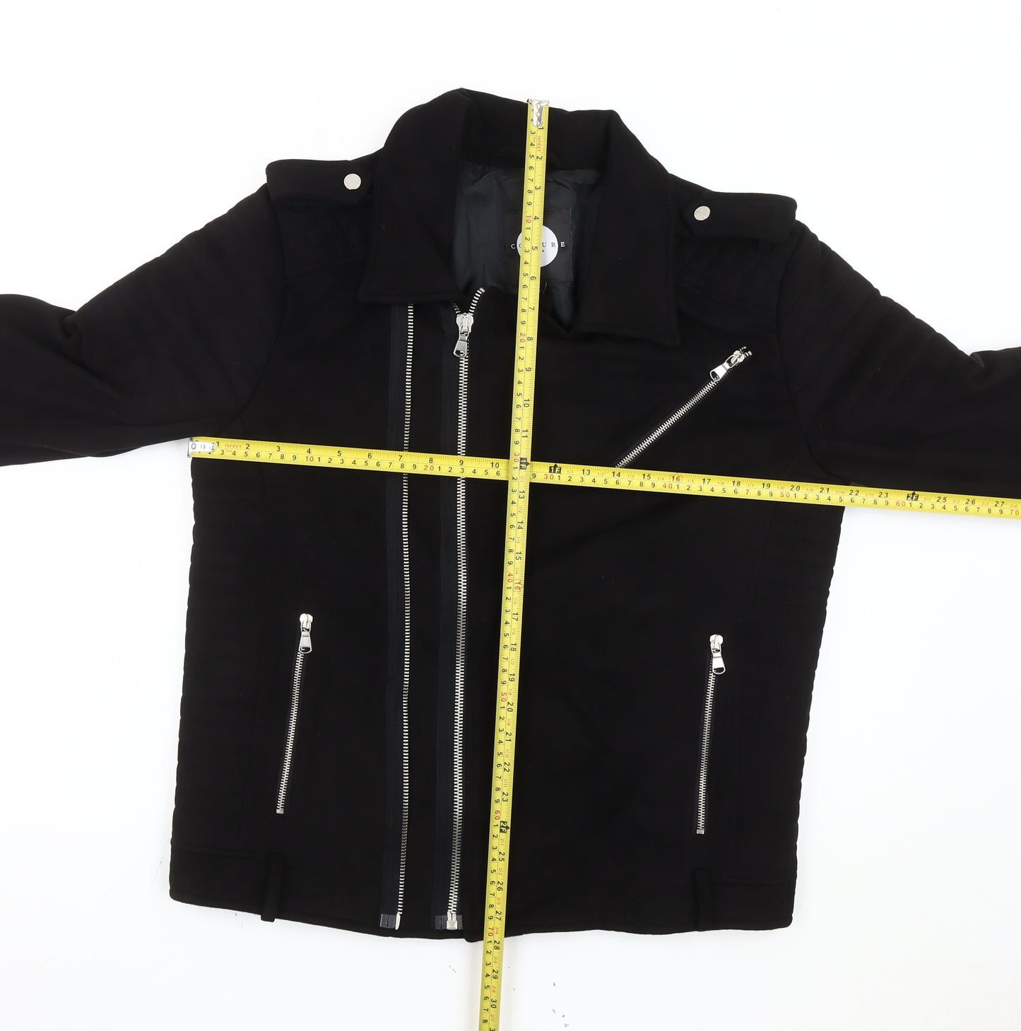 The Couture Club Womens Black Biker Jacket Size L Regular Fit