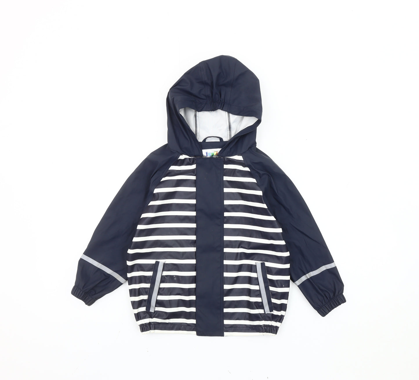Lupilu Boys Blue Striped Rain Coat Jacket 2-3 Years Hooded Waterproof
