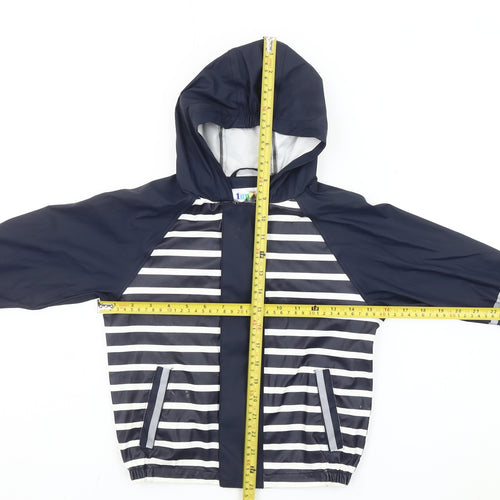 Lupilu Boys Blue Striped Rain Coat Jacket 2-3 Years Hooded Waterproof