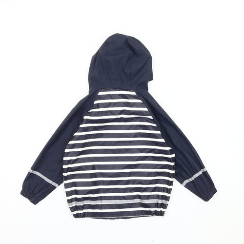 Lupilu Boys Blue Striped Rain Coat Jacket 2-3 Years Hooded Waterproof