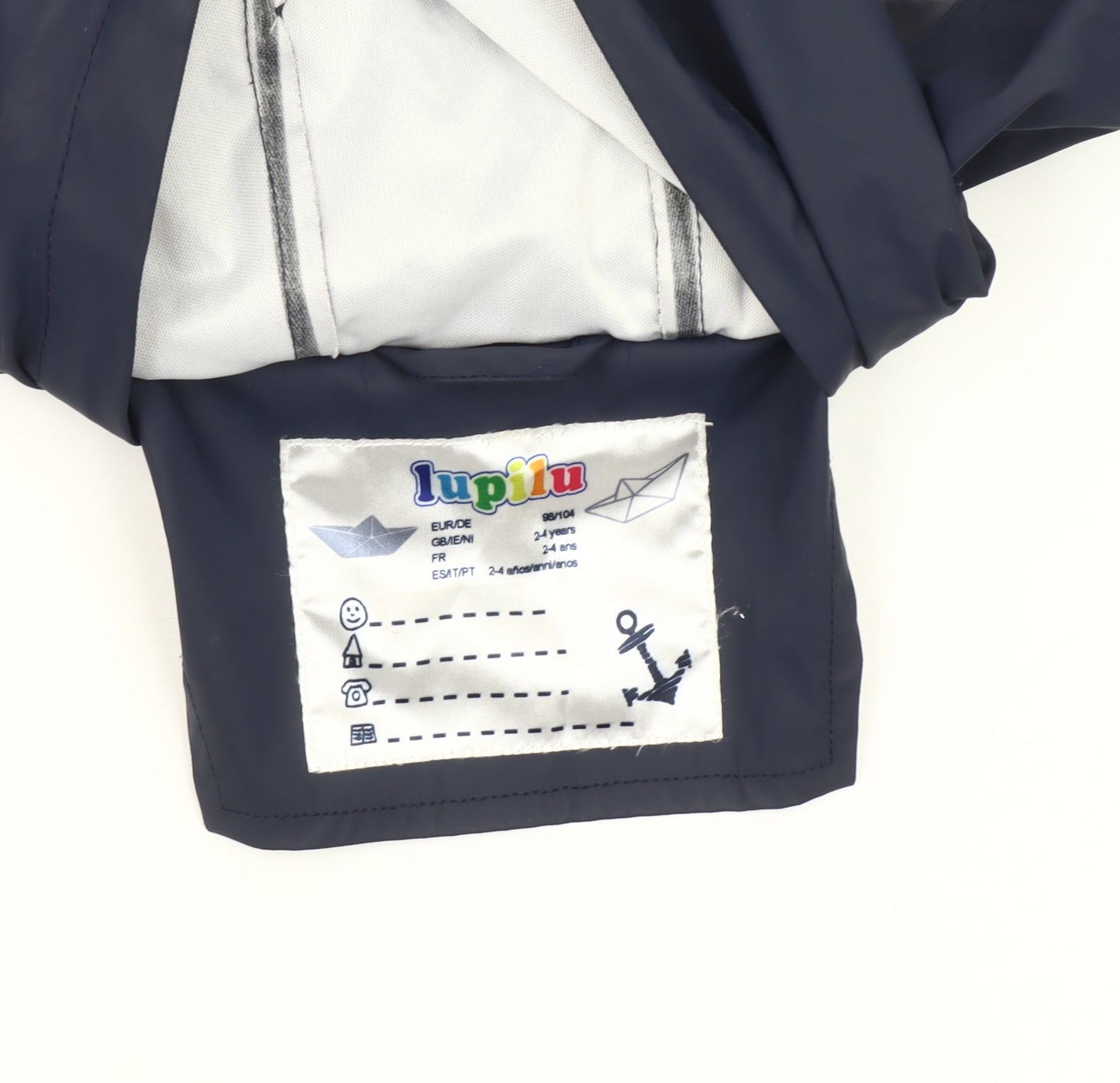 Lupilu Boys Blue Striped Rain Coat Jacket 2-3 Years Hooded Waterproof