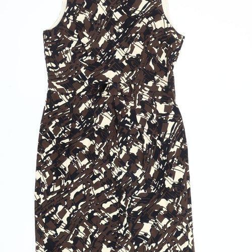 Next Women’s Brown Beige Abstract Sheath Dress Size 10 Workwear