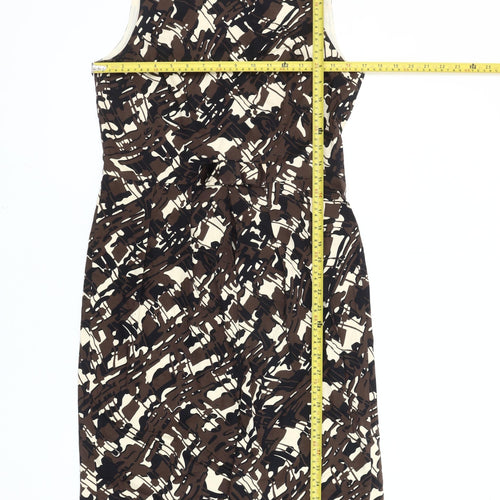 Next Women’s Brown Beige Abstract Sheath Dress Size 10 Workwear
