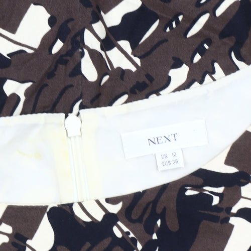 Next Women’s Brown Beige Abstract Sheath Dress Size 10 Workwear