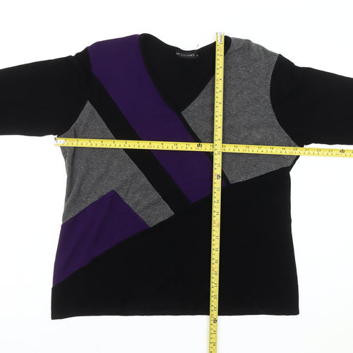 Just Elegance Womens Black Grey Purple Jumper Size 18 V-Neck Pullover