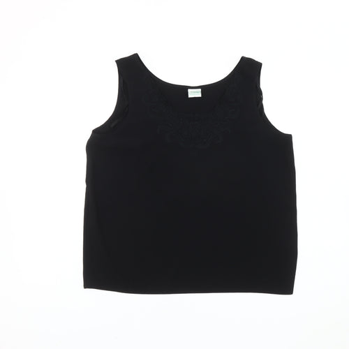 C&A Women Black Tank Top Size 14 Scoop Neck Sleeveless