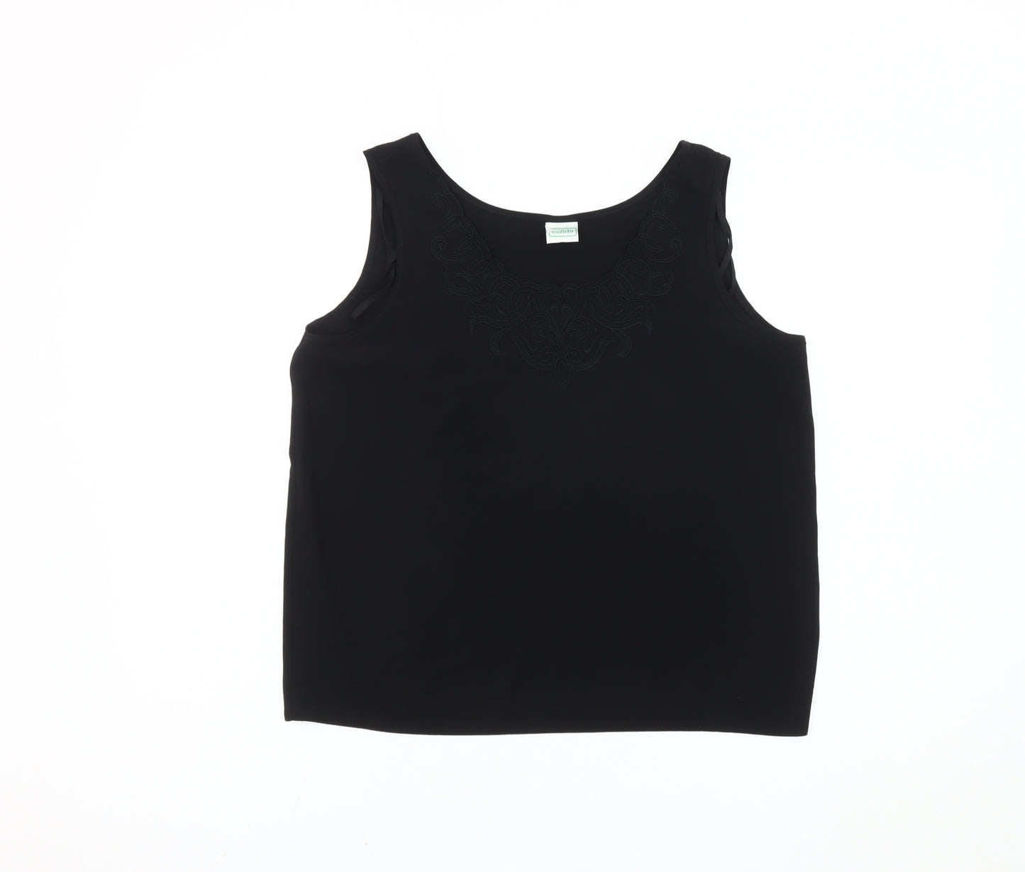 C&A Women Black Tank Top Size 14 Scoop Neck Sleeveless
