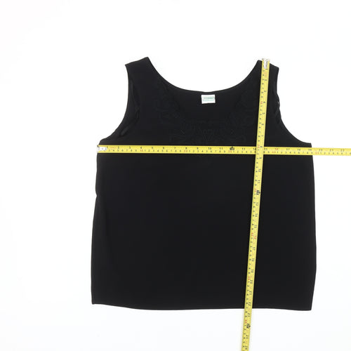 C&A Women Black Tank Top Size 14 Scoop Neck Sleeveless