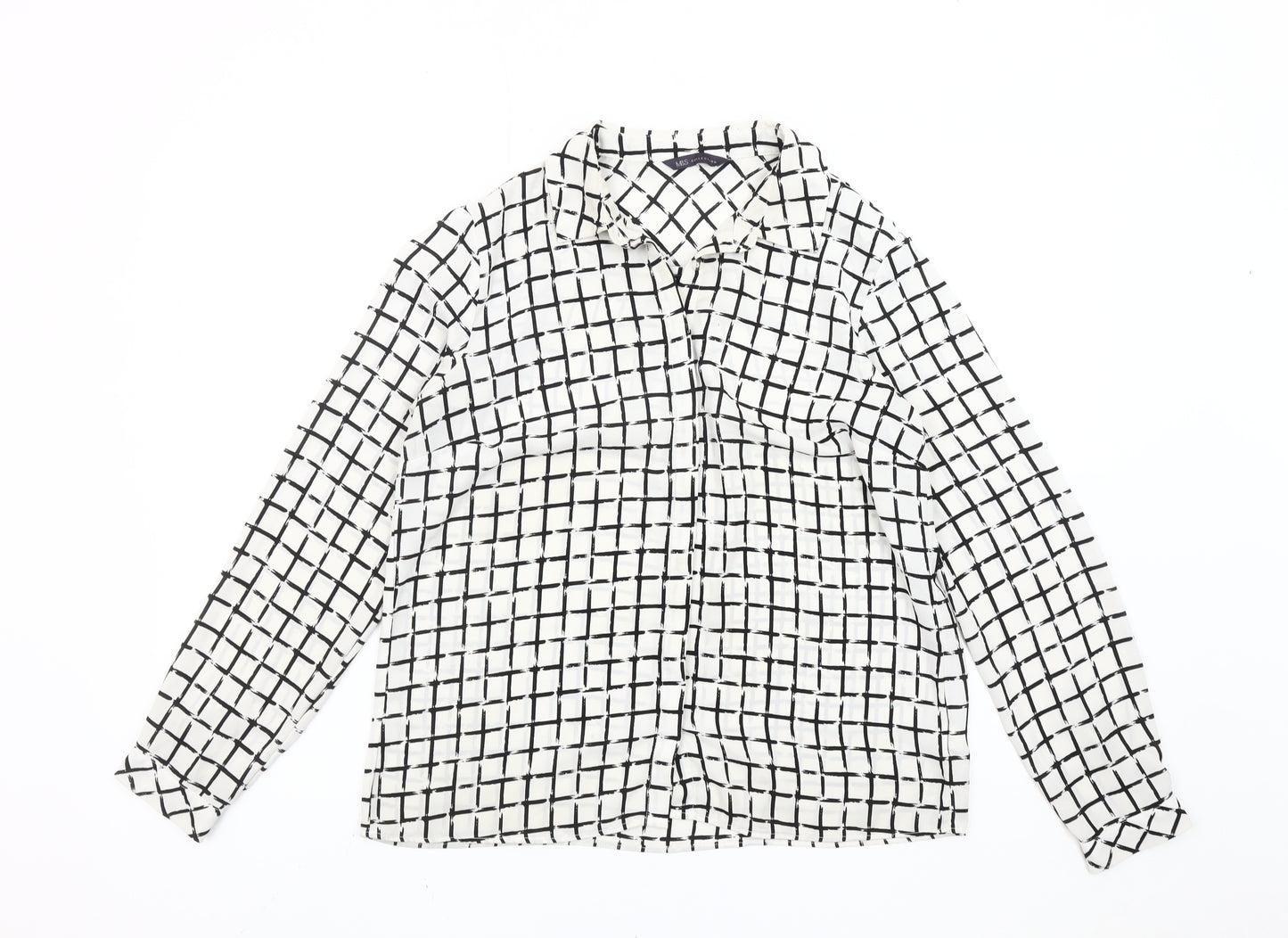 Marks and Spencer Women’s White Black Check Blouse Size 12