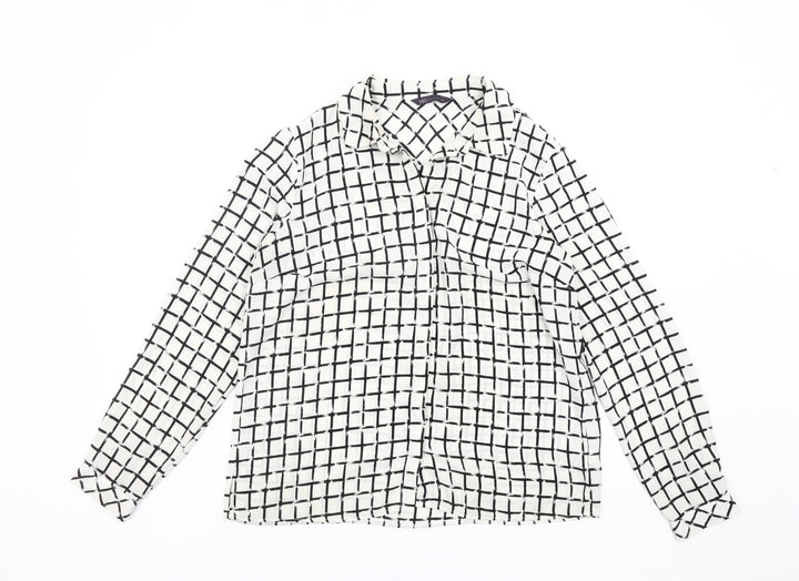 Marks and Spencer Women’s White Black Check Blouse Size 12