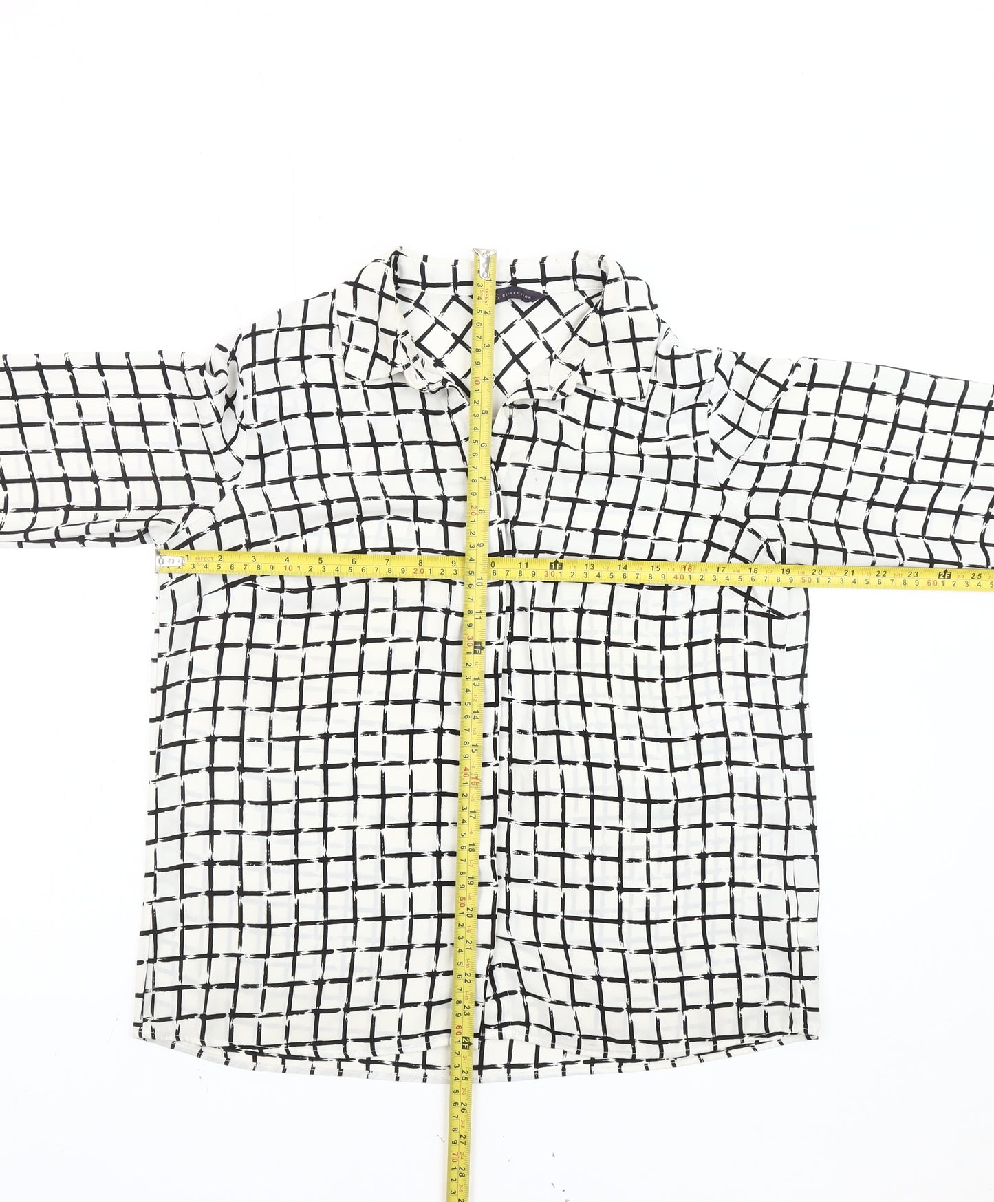 Marks and Spencer Women’s White Black Check Blouse Size 12