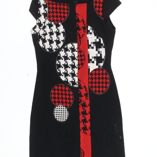 Desigual Women’s Black Red White Short Sleeve Bodycon Dress S