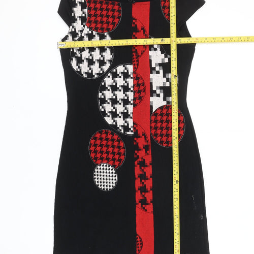 Desigual Women’s Black Red White Short Sleeve Bodycon Dress S