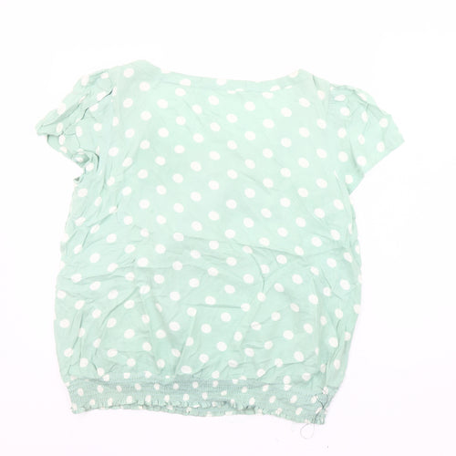 Next Women Green Polka Dot Blouse Size 12 Bow Tunic Top
