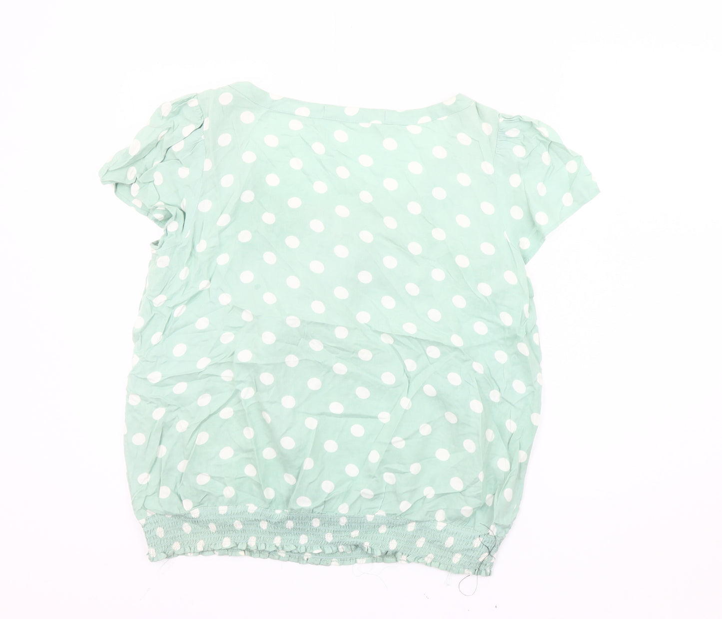 Next Women Green Polka Dot Blouse Size 12 Bow Tunic Top