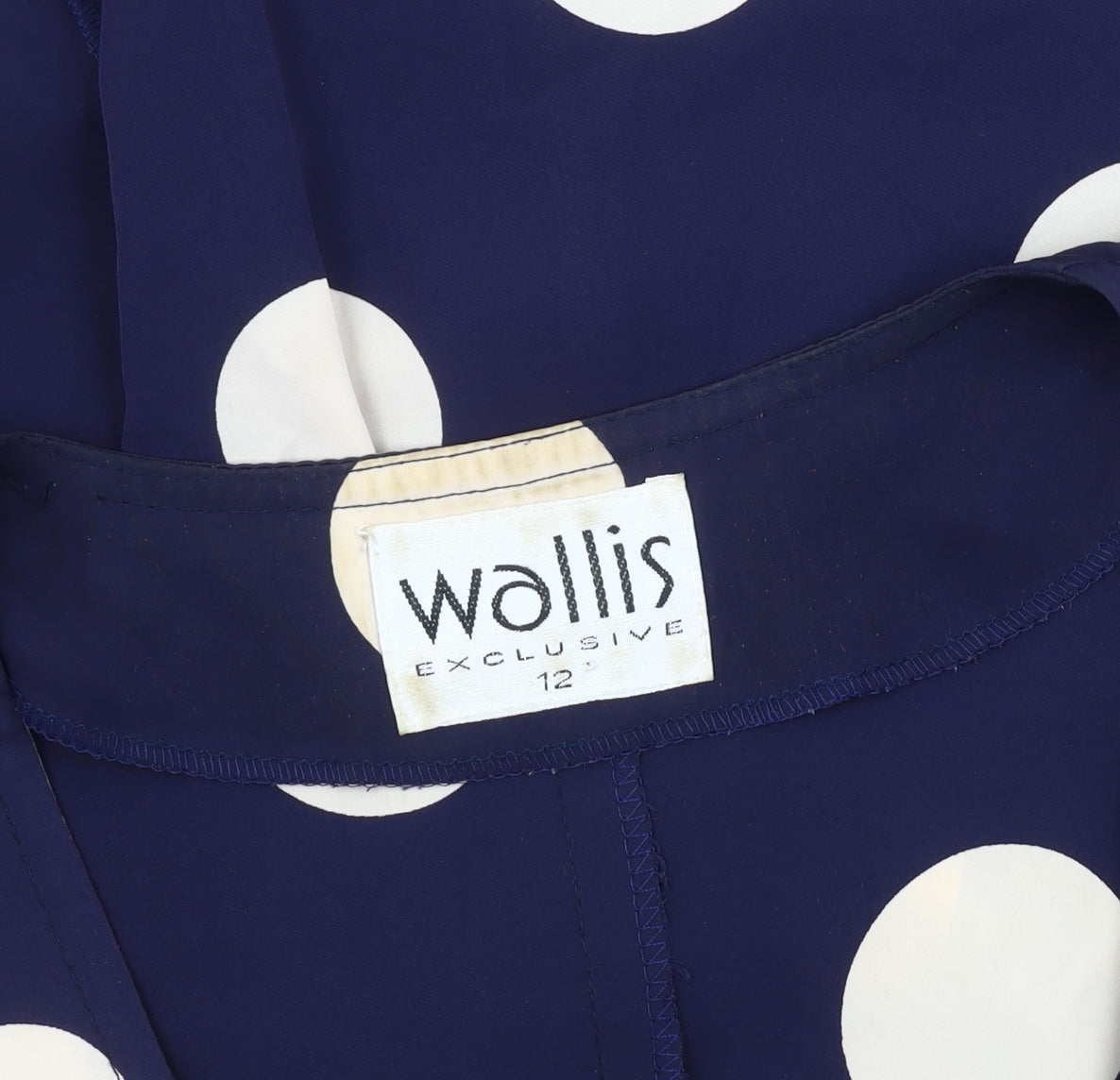 Wallis Women Blue Polka Dot Blouse Size 12 Short Sleeve V-Neck