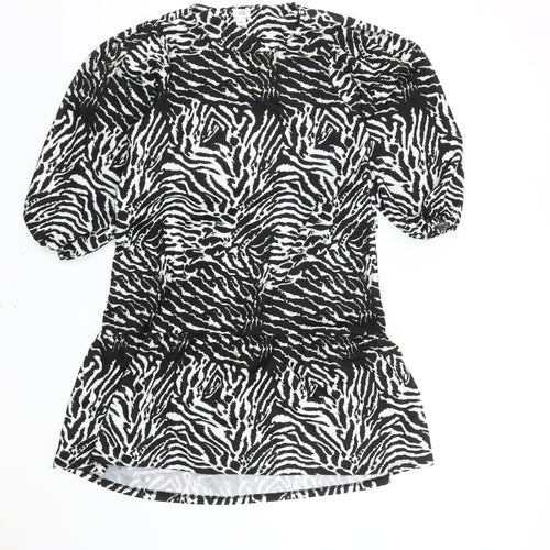 River Island Women Black White Zebra Print Shift Dress Size 10