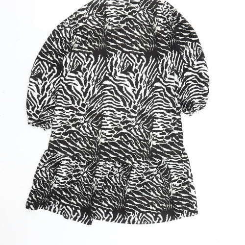 River Island Women Black White Zebra Print Shift Dress Size 10