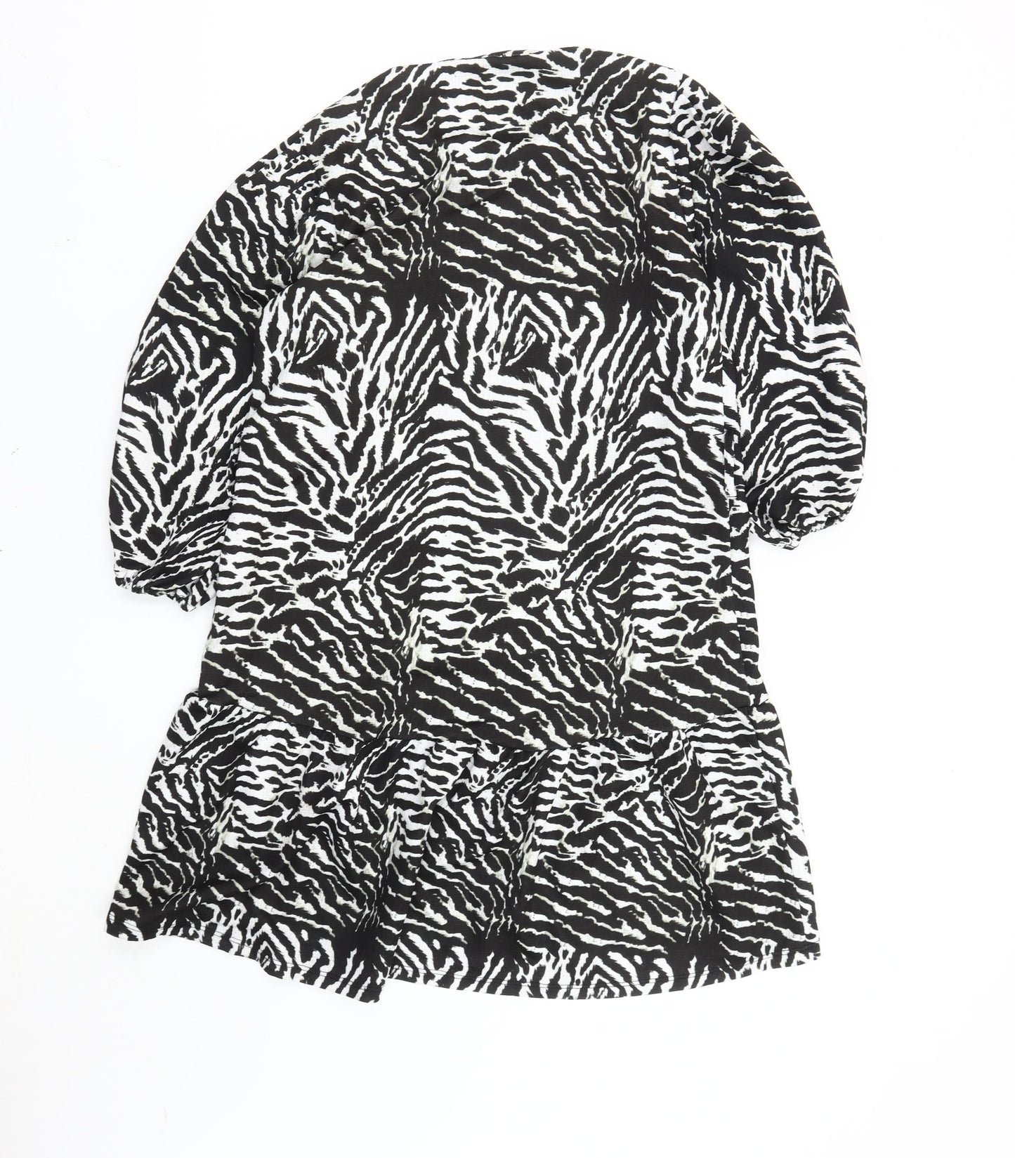 River Island Women Black White Zebra Print Shift Dress Size 10