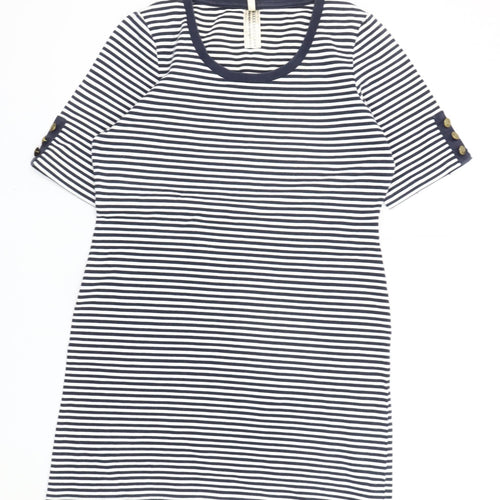 Next Women Blue Striped T-Shirt Dress Size S Short Sleeve