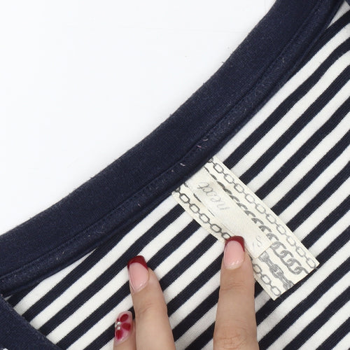 Next Women Blue Striped T-Shirt Dress Size S Short Sleeve