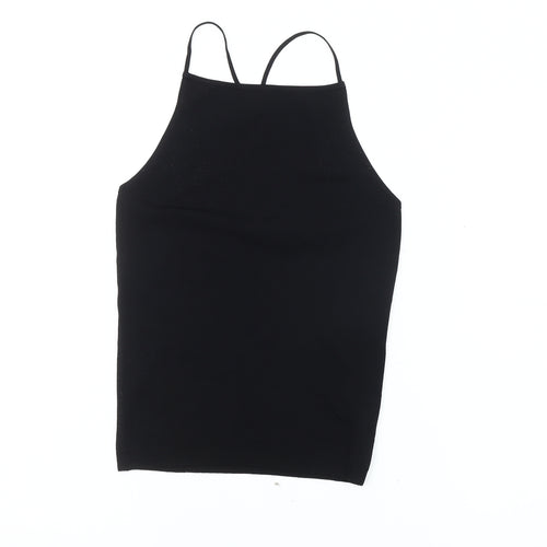 DKNY Womens Black Knit High Neck Spaghetti Strap Tank Top XS