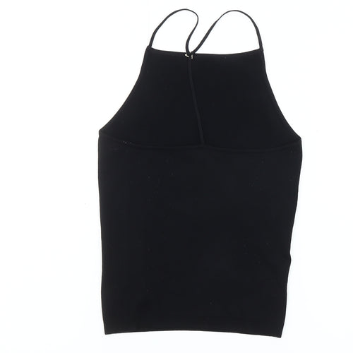 DKNY Womens Black Knit High Neck Spaghetti Strap Tank Top XS
