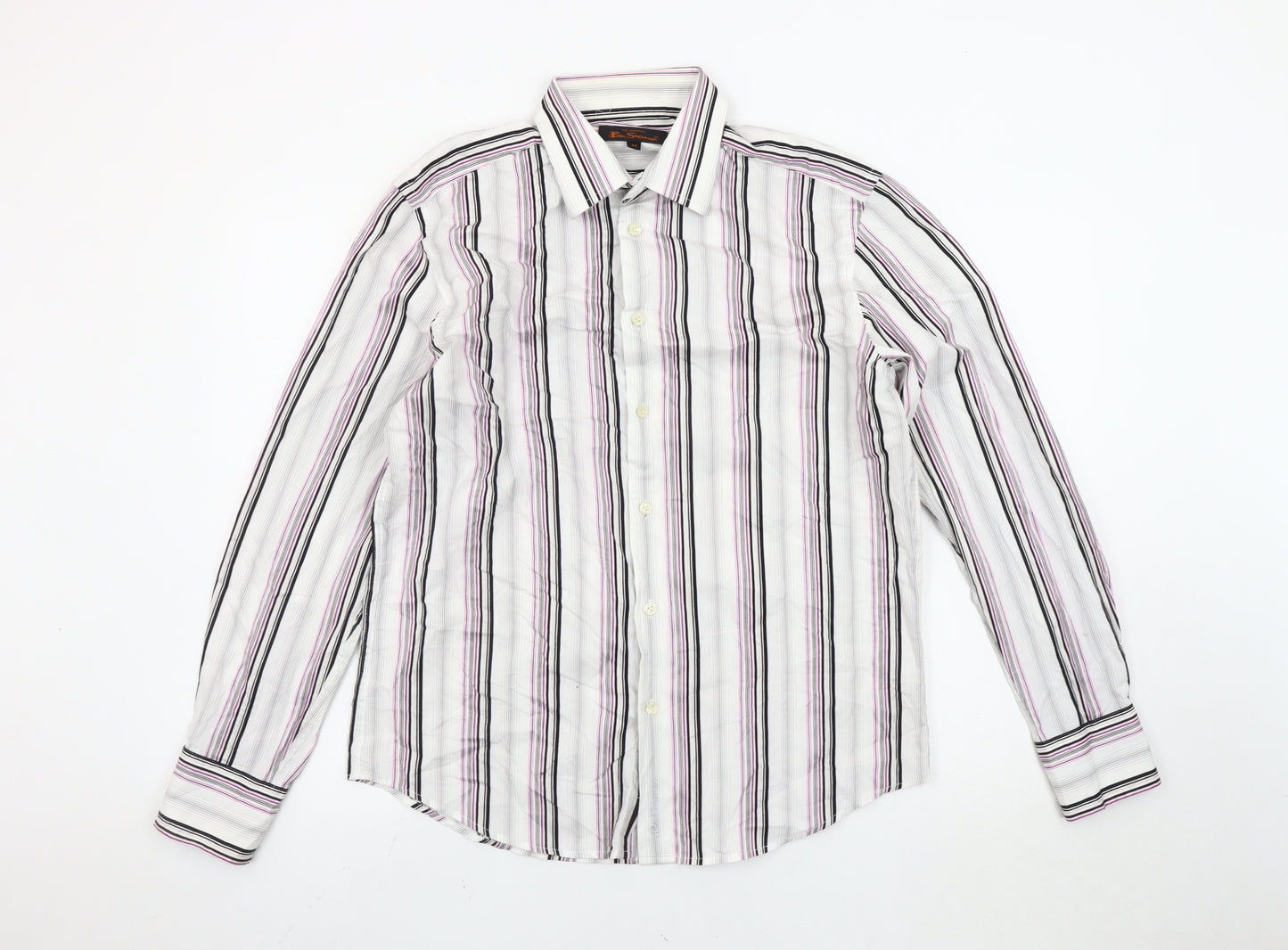 Ben Sherman Men's Multicoloured Striped Cotton Long Sleeve Shirt M