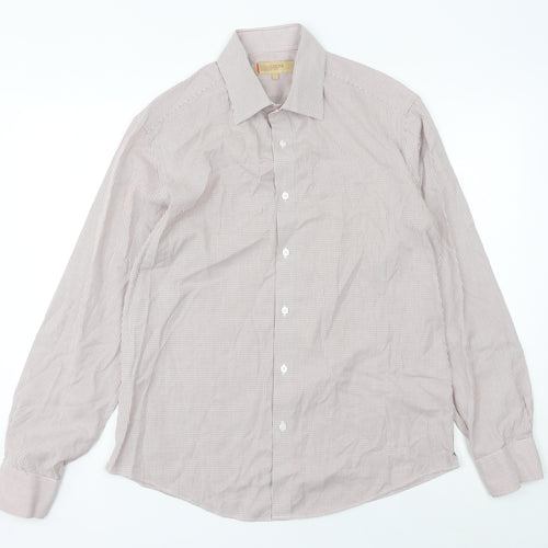 Marks and Spencer Mens Red Striped Long Sleeve Cotton Shirt L