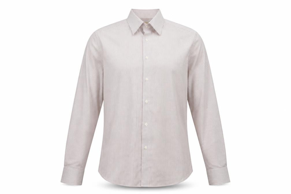 Marks and Spencer Mens Red Striped Long Sleeve Cotton Shirt L