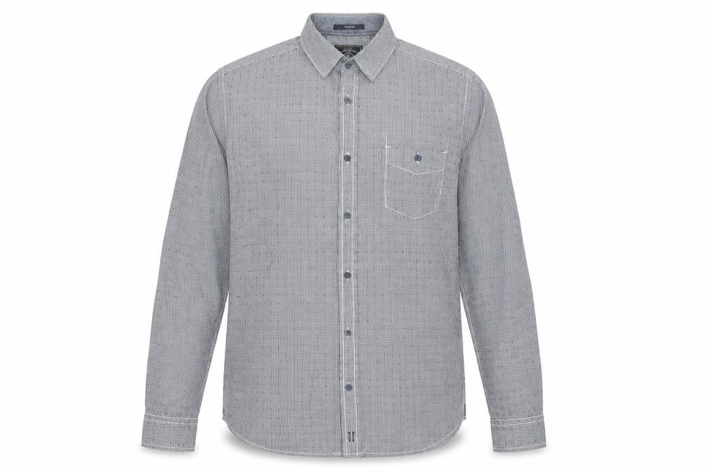 White Stuff Men's Blue Slim Fit Check Cotton Long Sleeve Shirt L