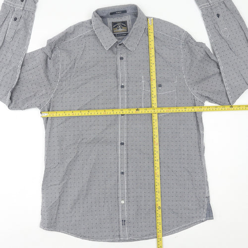 White Stuff Men's Blue Slim Fit Check Cotton Long Sleeve Shirt L