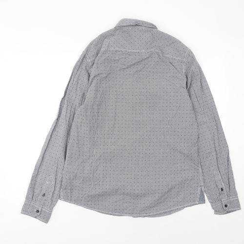 White Stuff Men's Blue Slim Fit Check Cotton Long Sleeve Shirt L
