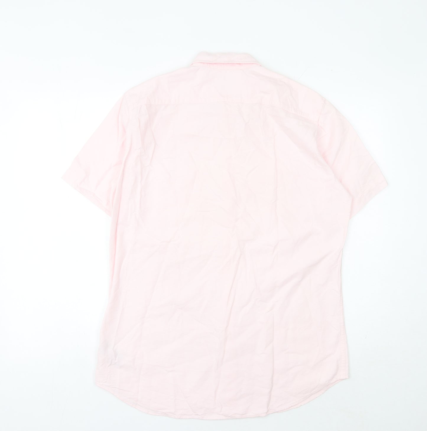 Uniqlo Men’s Pink Short Sleeve Button Down Shirt Size L Cotton