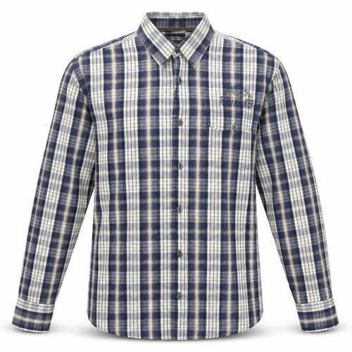 Lerros Men’s Blue Plaid Cotton Long Sleeve Button-Up Shirt M Regular Fit