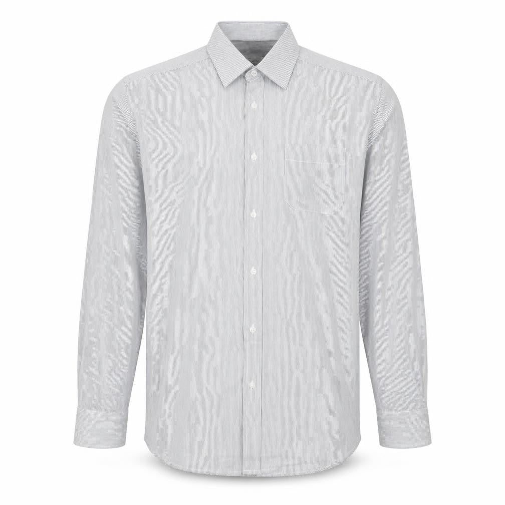 Debenhams Men's Grey Striped Button-Up Shirt Size 15 38in Chest