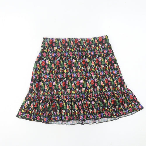 Topshop Women’s Petite Multicoloured Floral Pleated Skirt Size 6